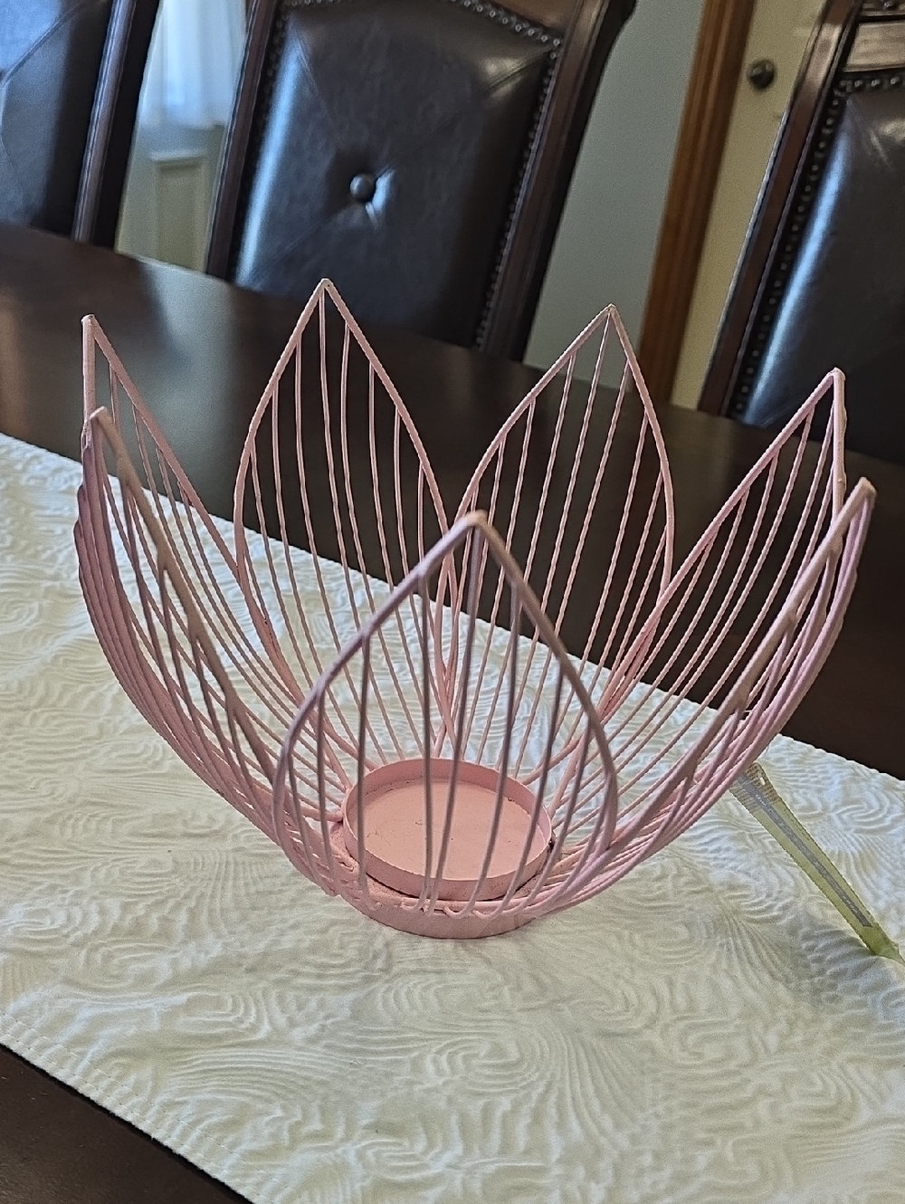 Pink Metal Lotus Flower Candle Holder - Home Accents